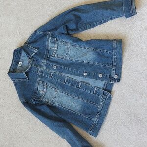 VGUC Prana distressed denim jean jacket